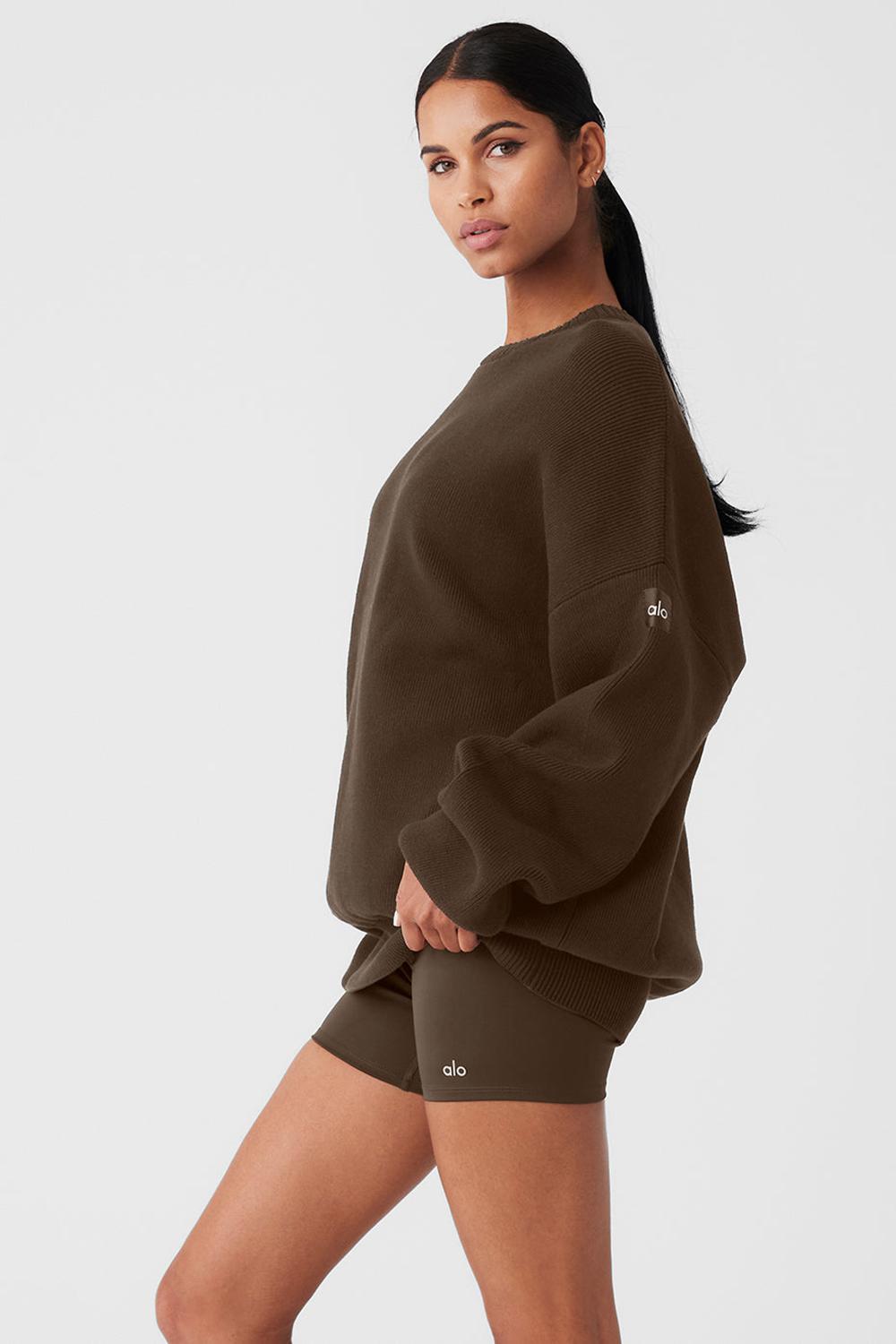 Alo Yoga Scholar Crew Neck Naisten Neulepuserot Espresso | Suomi  1258-YMPWE