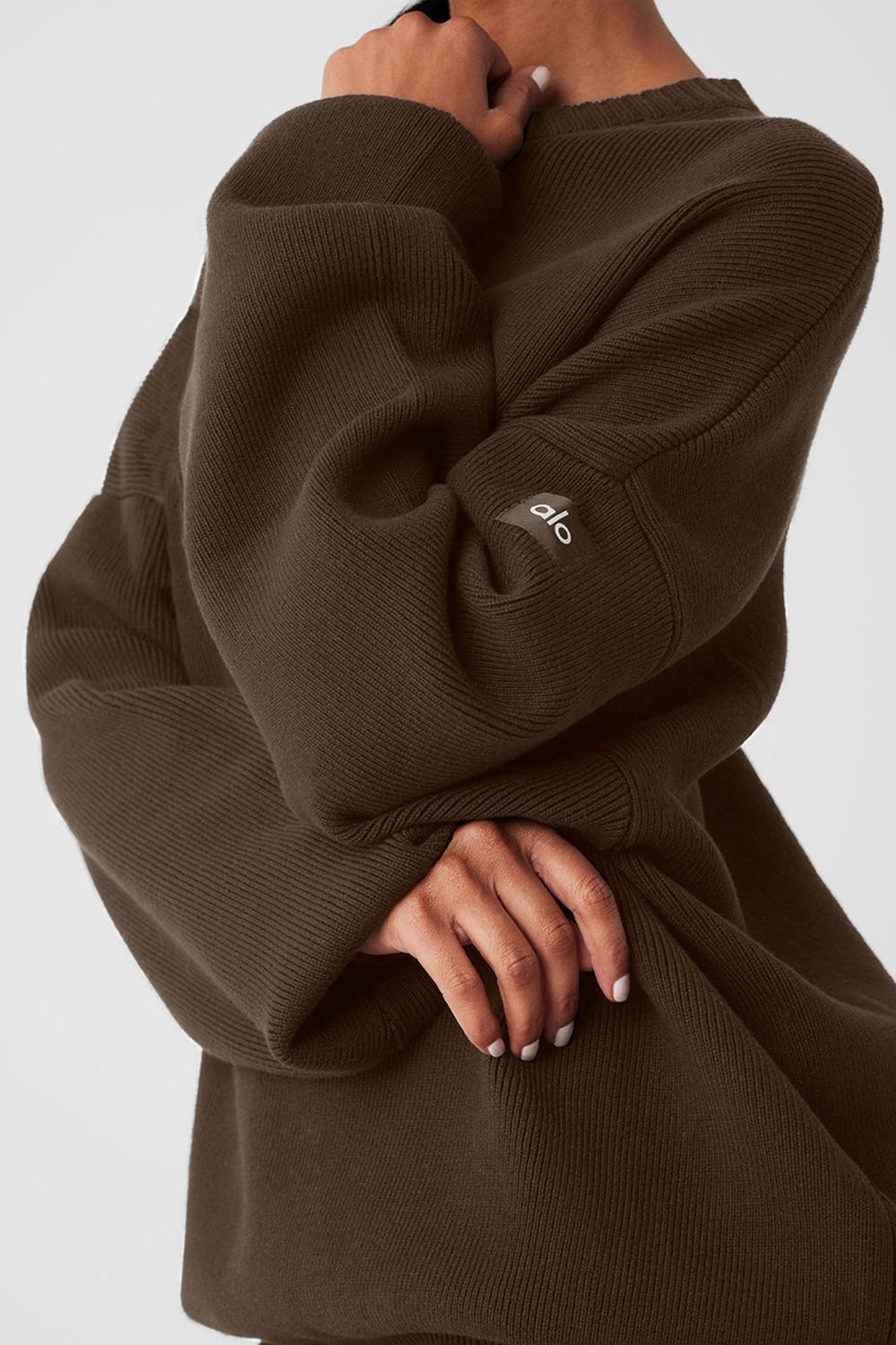 Alo Yoga Scholar Crew Neck Naisten Neulepuserot Espresso | Suomi  1258-YMPWE