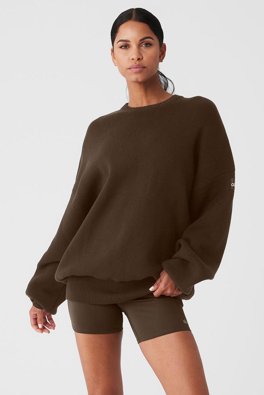 Alo Yoga Scholar Crew Neck Naisten Neulepuserot Espresso | Suomi  1258-YMPWE