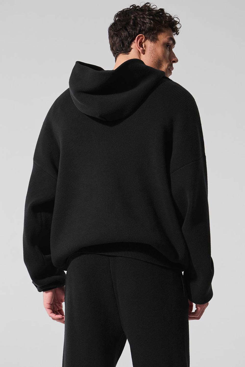 Alo Yoga Scholar Hooded Miesten Neulepuserot Mustat | Suomi  8347-CDQZN