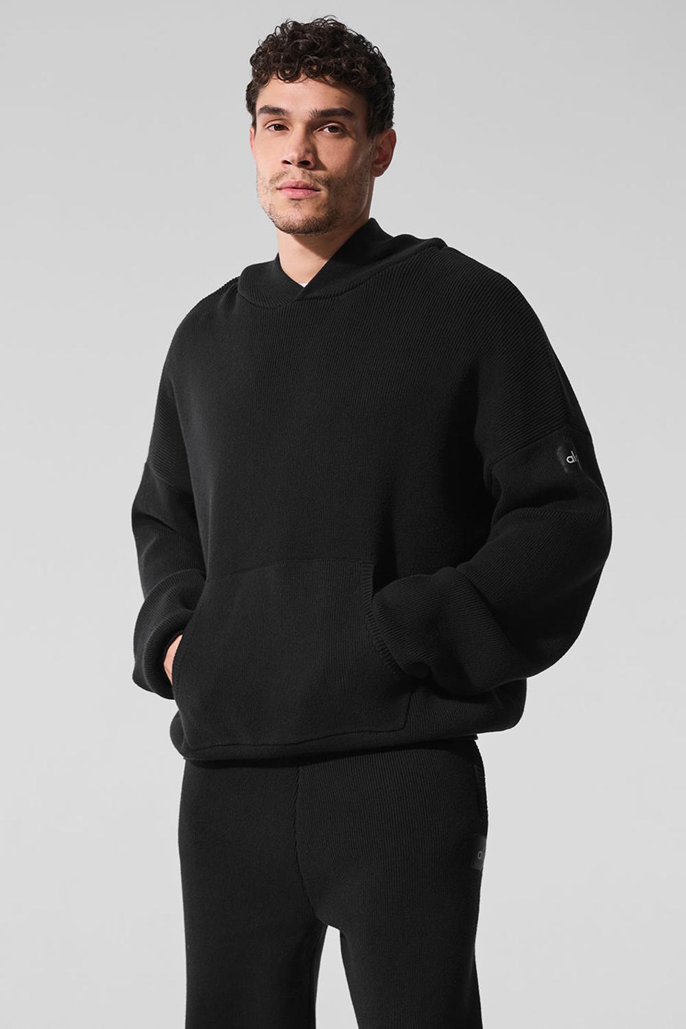 Alo Yoga Scholar Hooded Miesten Neulepuserot Mustat | Suomi  8347-CDQZN