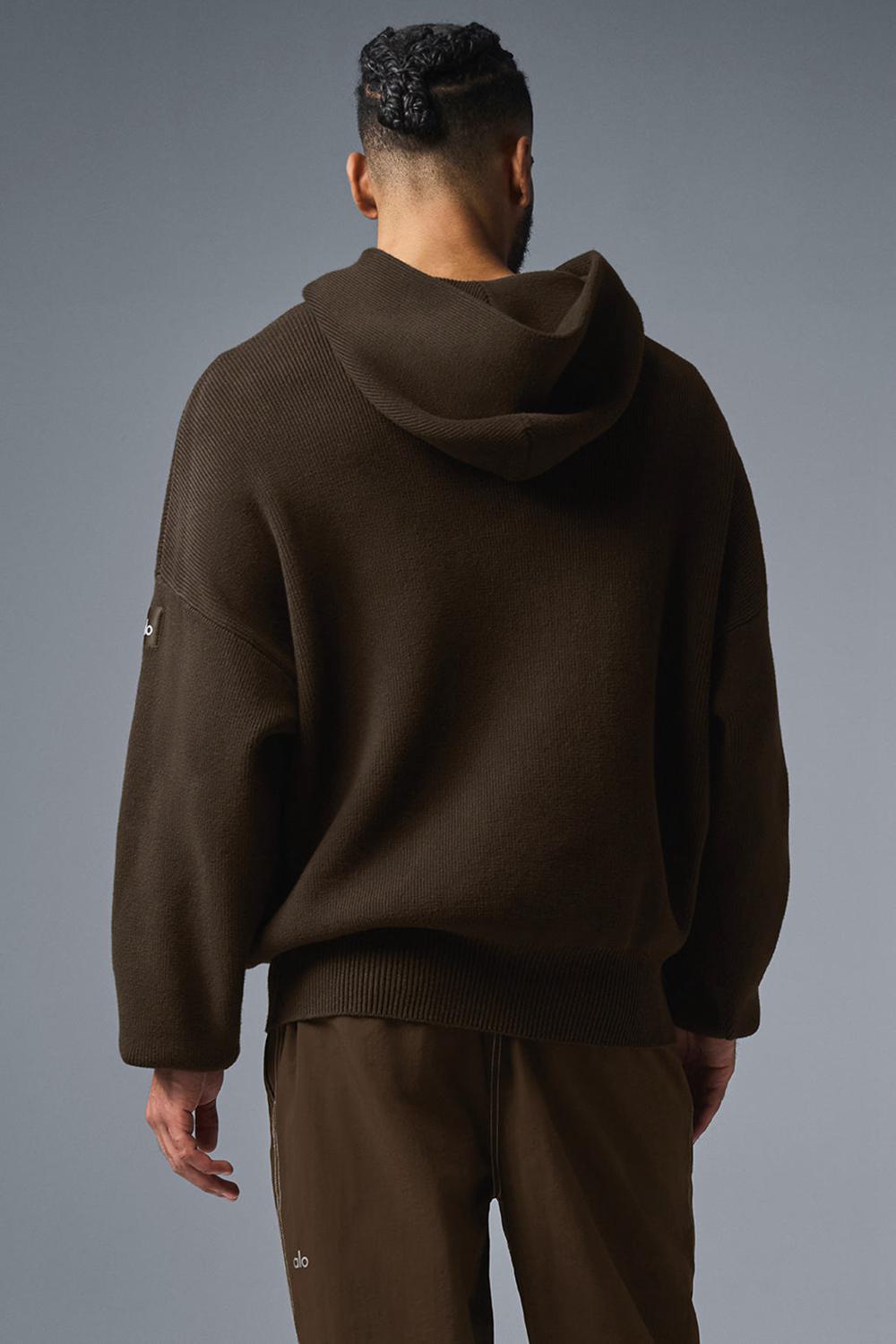 Alo Yoga Scholar Hooded Miesten Neulepuserot Espresso | Suomi  7934-JPSLO