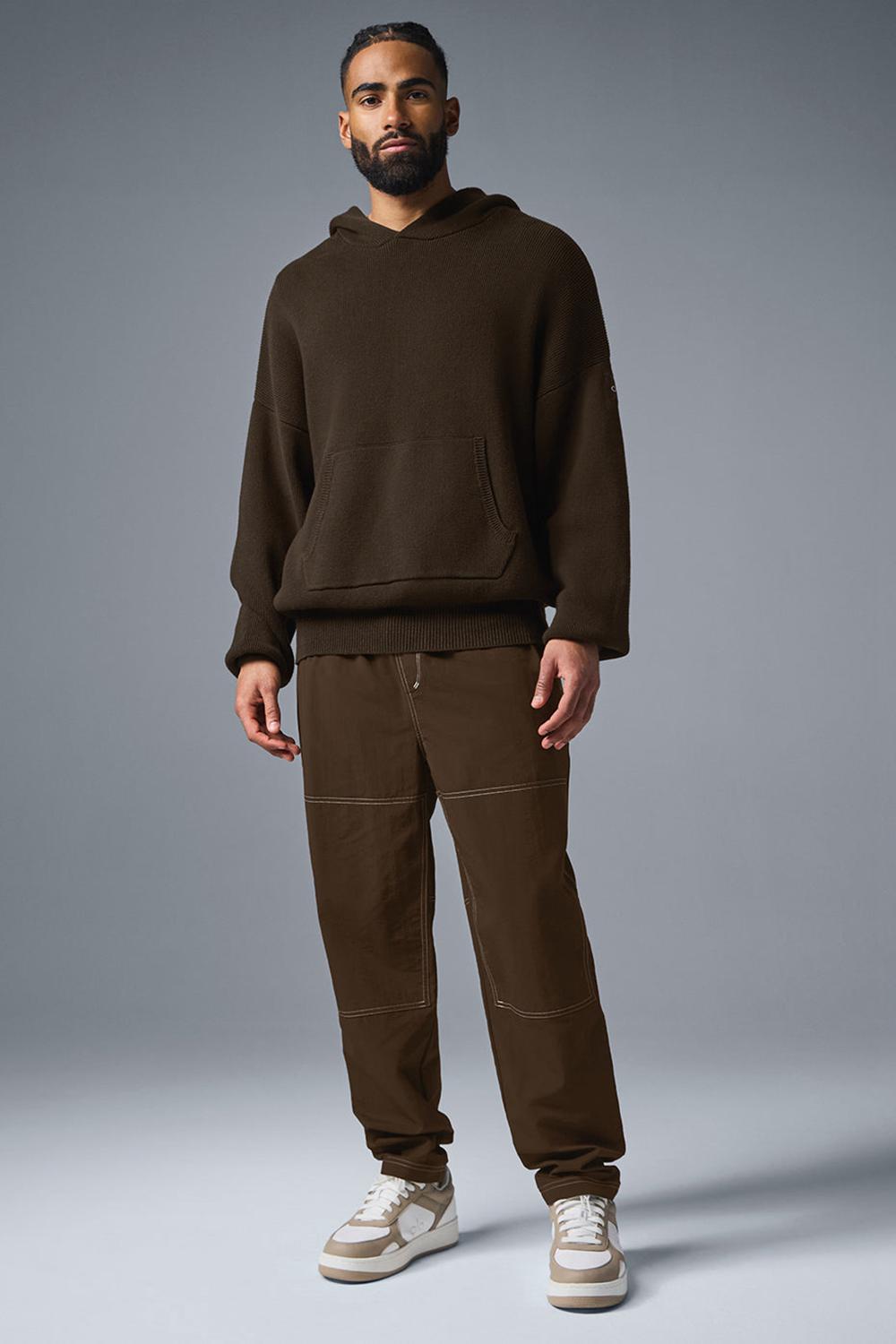 Alo Yoga Scholar Hooded Miesten Neulepuserot Espresso | Suomi  7934-JPSLO