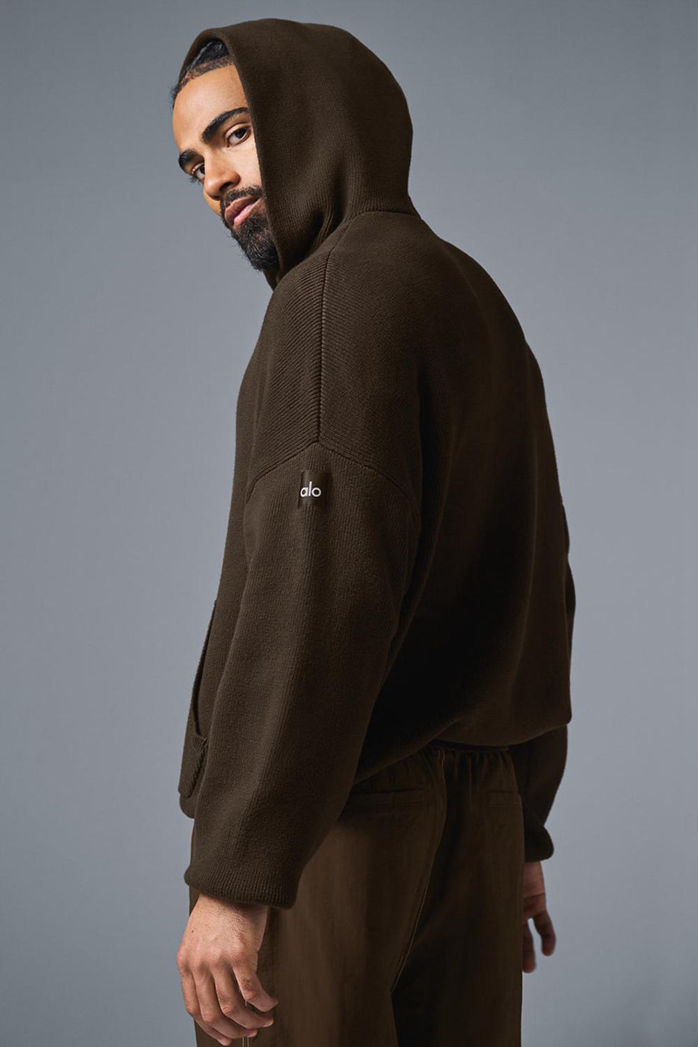 Alo Yoga Scholar Hooded Miesten Neulepuserot Espresso | Suomi  7934-JPSLO