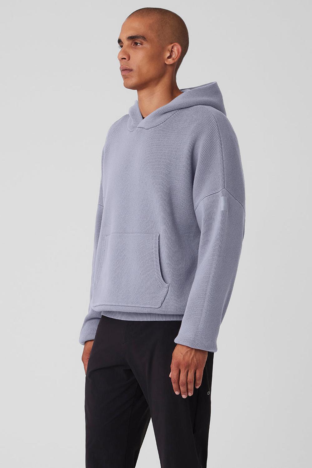 Alo Yoga Scholar Hooded Miesten Neulepuserot Fog | Suomi  9135-CWMLA