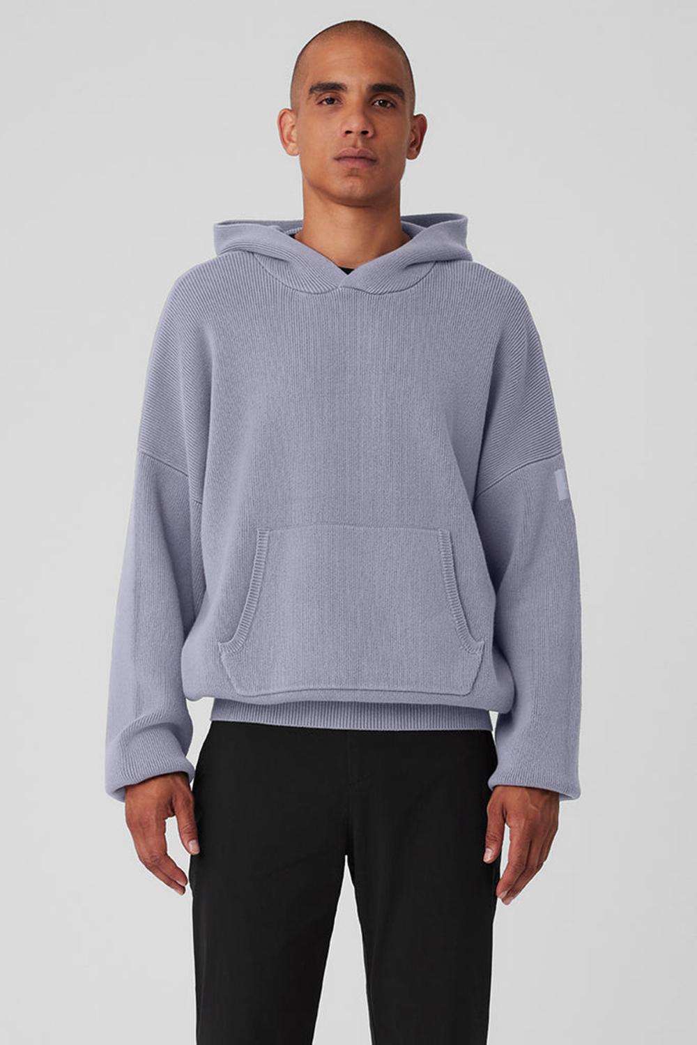 Alo Yoga Scholar Hooded Miesten Neulepuserot Fog | Suomi  9135-CWMLA
