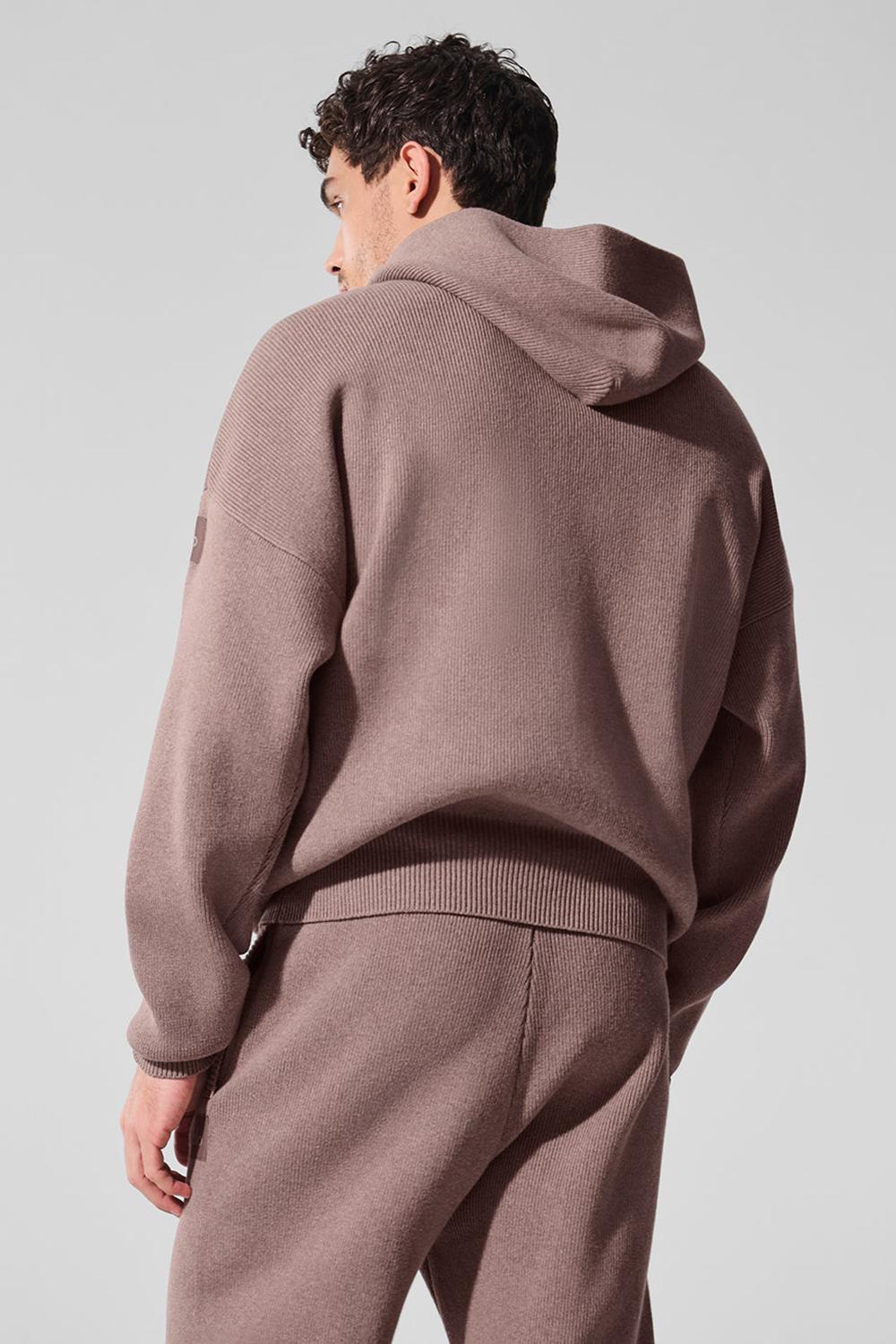 Alo Yoga Scholar Hooded Miesten Neulepuserot Mushroom Heather | Suomi  2864-MELXO