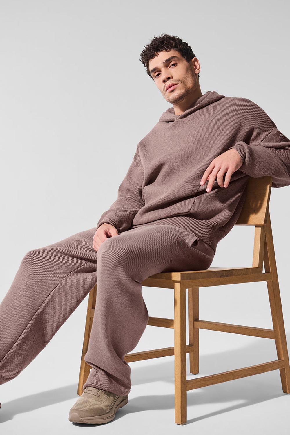 Alo Yoga Scholar Hooded Miesten Neulepuserot Mushroom Heather | Suomi  2864-MELXO