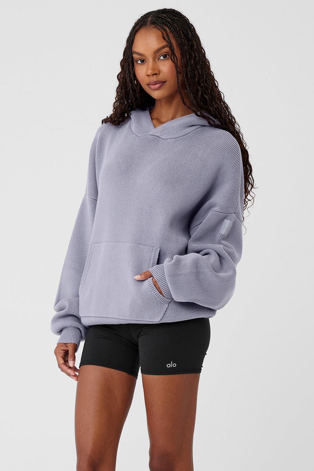 Alo Yoga Scholar Hooded Naisten Neulepuserot Fog | Suomi  0548-YGNZV