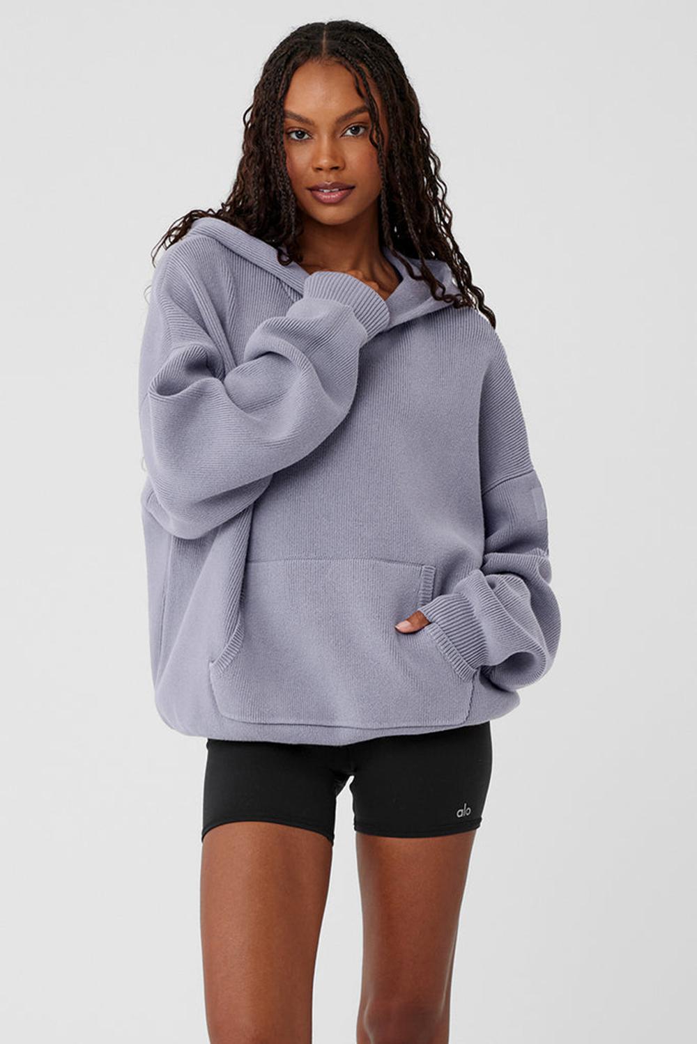 Alo Yoga Scholar Hooded Naisten Neulepuserot Fog | Suomi  0548-YGNZV
