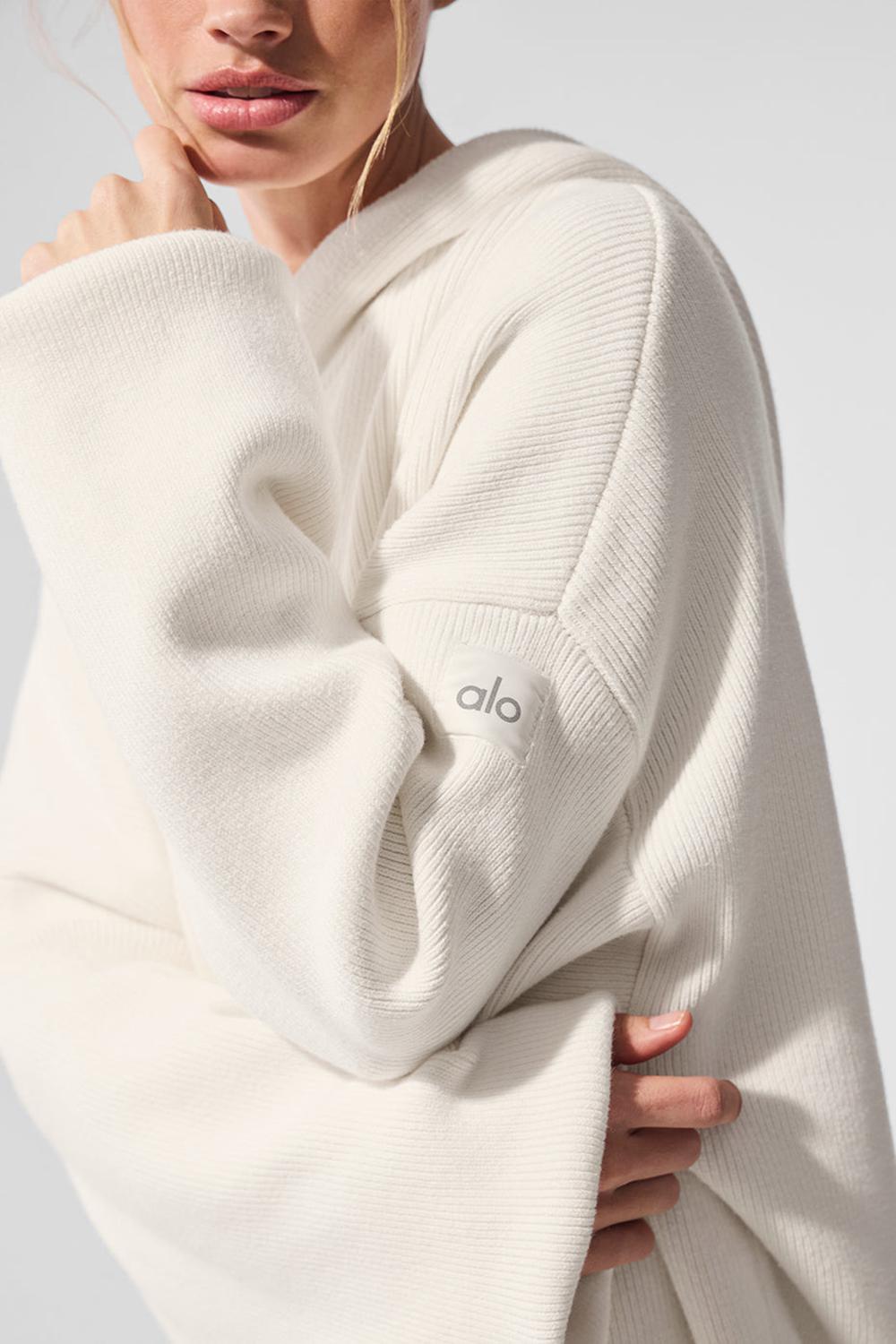 Alo Yoga Scholar Hooded Naisten Neulepuserot Ivory | Suomi  8592-ESVCP
