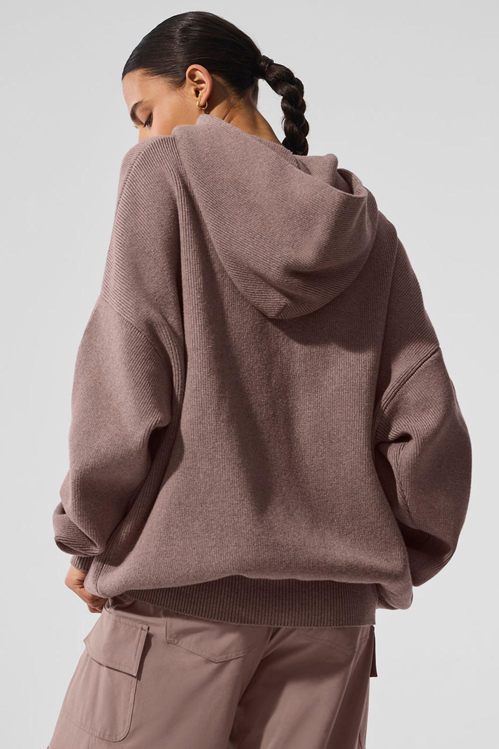 Alo Yoga Scholar Hooded Naisten Neulepuserot Mushroom Heather | Suomi  5746-IKTZW