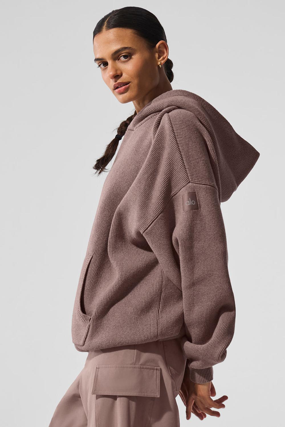 Alo Yoga Scholar Hooded Naisten Neulepuserot Mushroom Heather | Suomi  5746-IKTZW