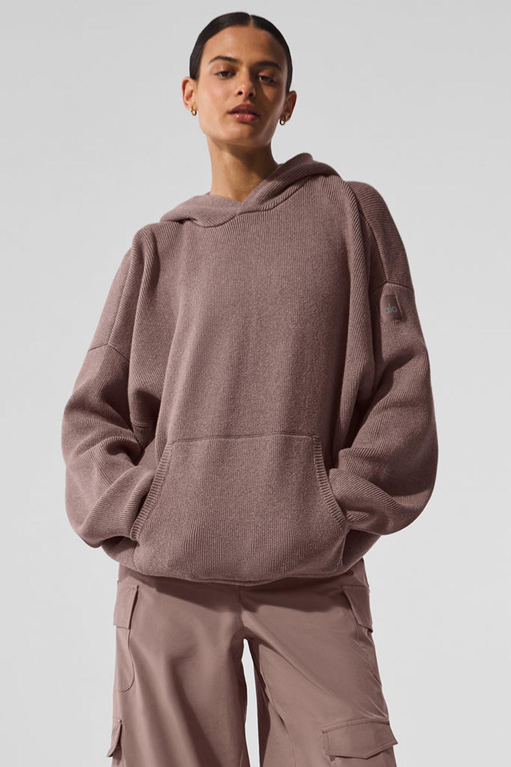 Alo Yoga Scholar Hooded Naisten Neulepuserot Mushroom Heather | Suomi  5746-IKTZW