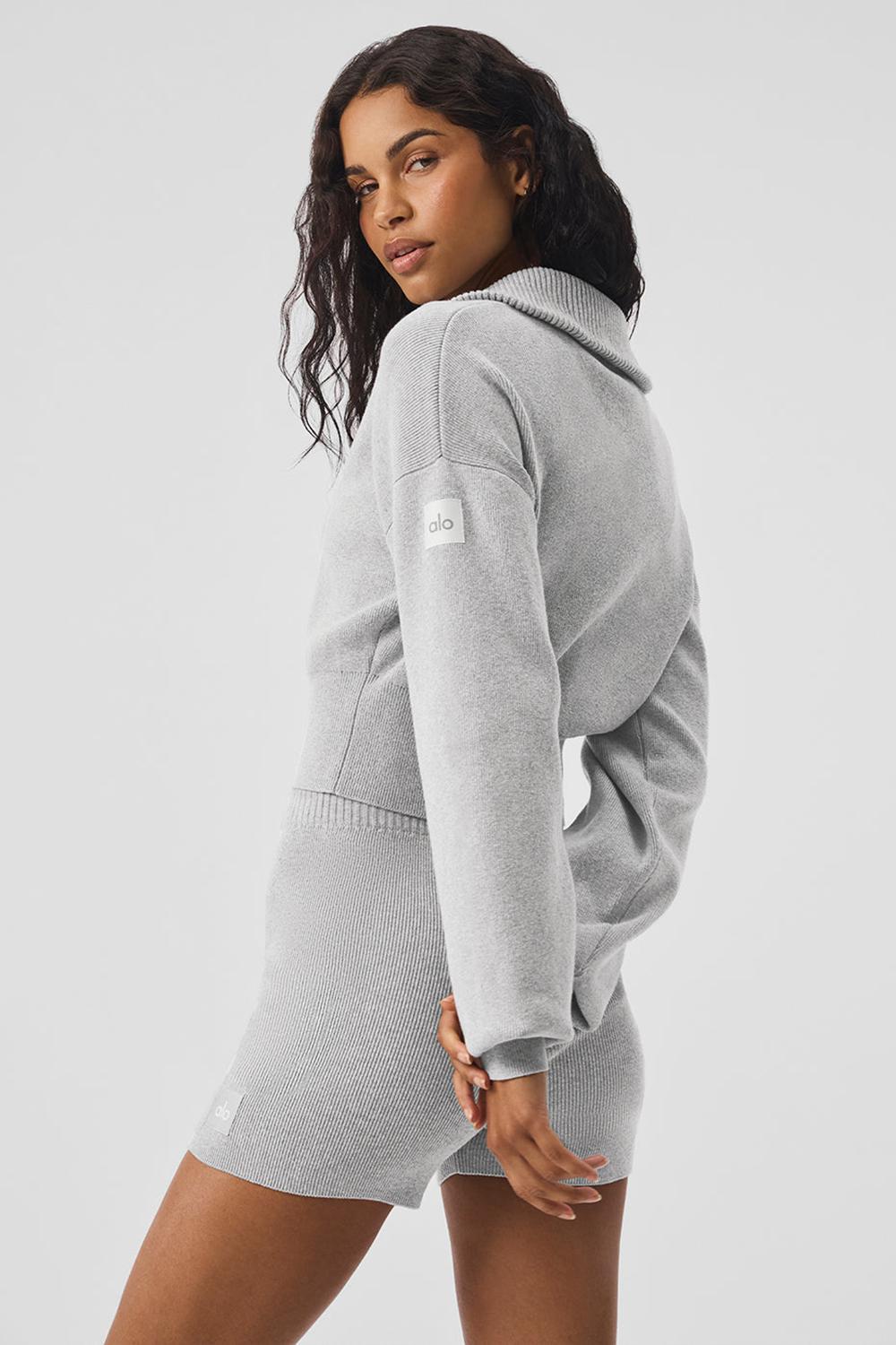 Alo Yoga Scholar Knit Cropped Full Zip Naisten Takit Harmaat | Suomi  3590-ATNPZ