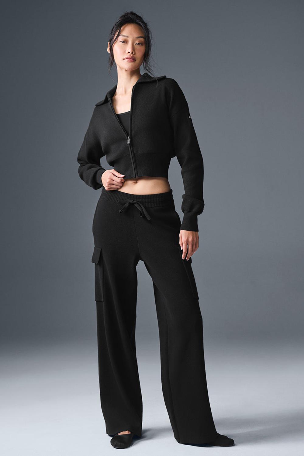 Alo Yoga Scholar Knit High-Waist Cargo Naisten Housut Mustat | Suomi  2583-BMWCF