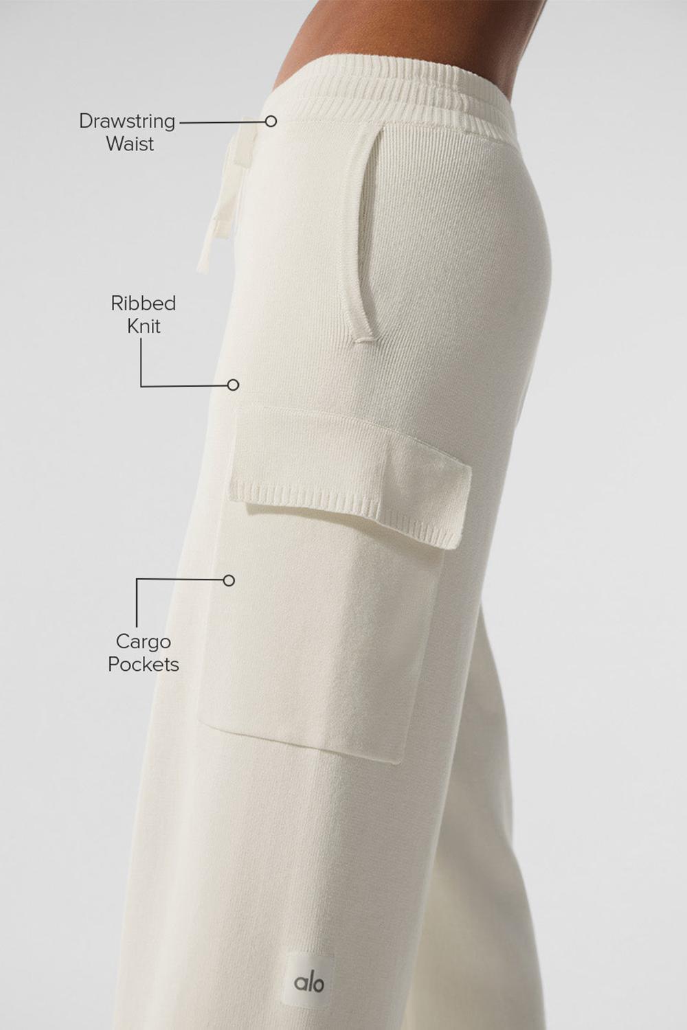 Alo Yoga Scholar Knit High-Waist Cargo Naisten Housut Ivory | Suomi  5496-GQAVJ