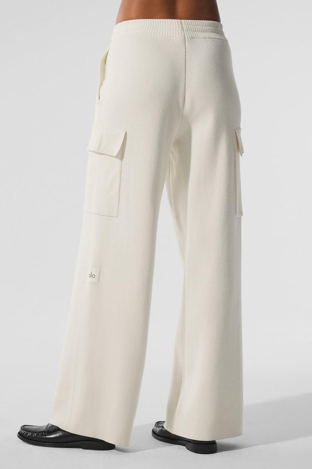 Alo Yoga Scholar Knit High-Waist Cargo Naisten Housut Ivory | Suomi  5496-GQAVJ