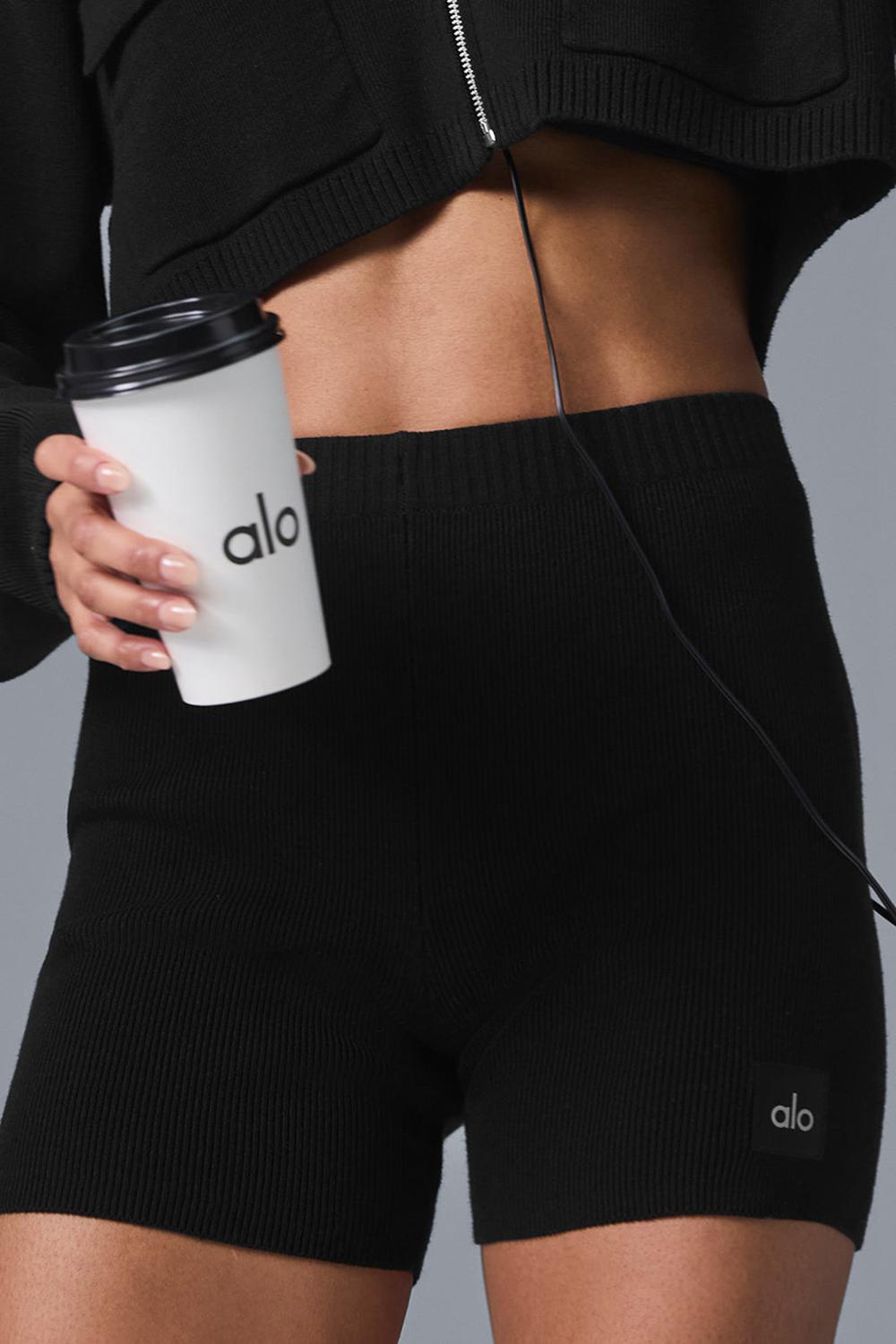 Alo Yoga Scholar Knit High-Waist Naisten Shortsit Mustat | Suomi  1675-AWFLE