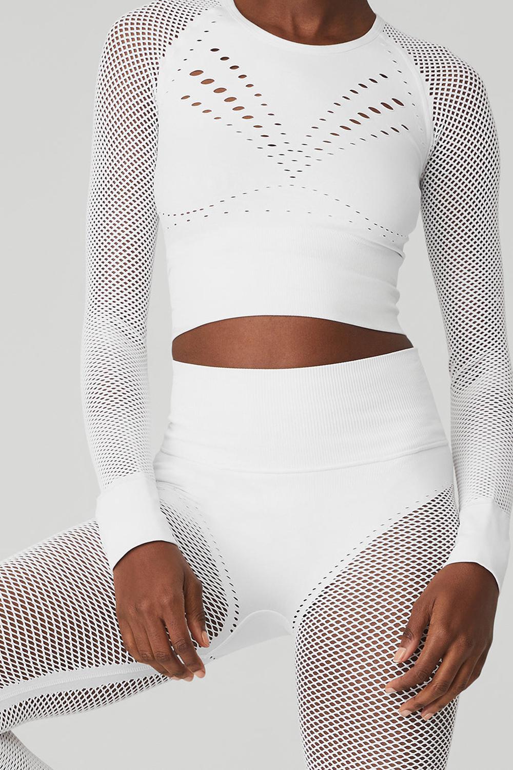 Alo Yoga Seamless High-Waist 7/8 Limitless Open Air Naisten Leggings Valkoinen | Suomi  6823-EZANT