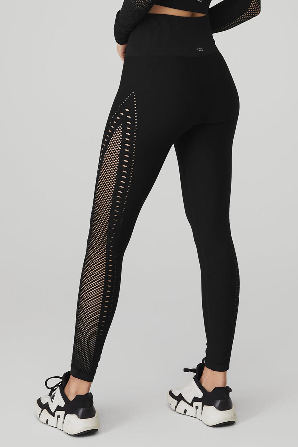 Alo Yoga Seamless High-Waist 7/8 Open Air Naisten Leggings Mustat | Suomi  6520-QWJDX