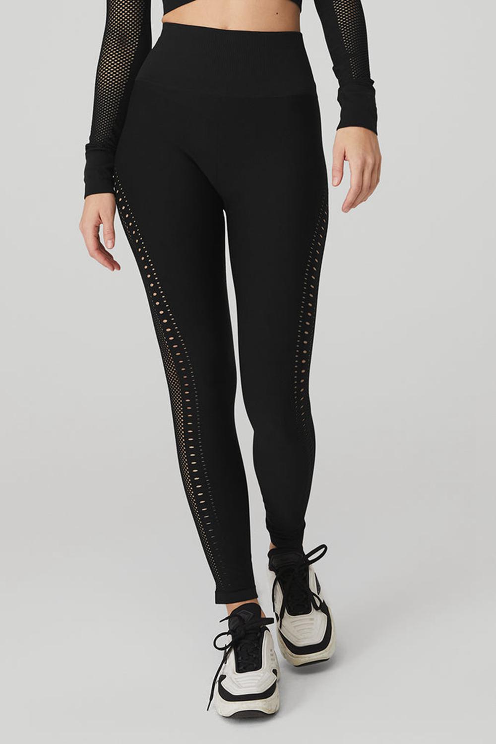 Alo Yoga Seamless High-Waist 7/8 Open Air Naisten Leggings Mustat | Suomi  6520-QWJDX
