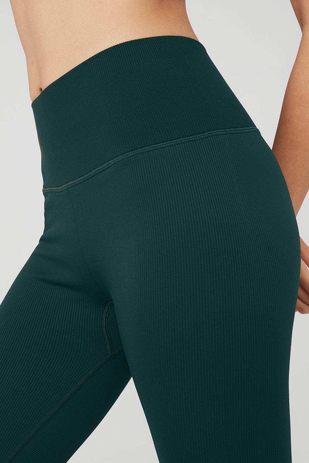 Alo Yoga Seamless High-Waist Ribbed Naisten Leggings Vihreä | Suomi  5380-TNOPU