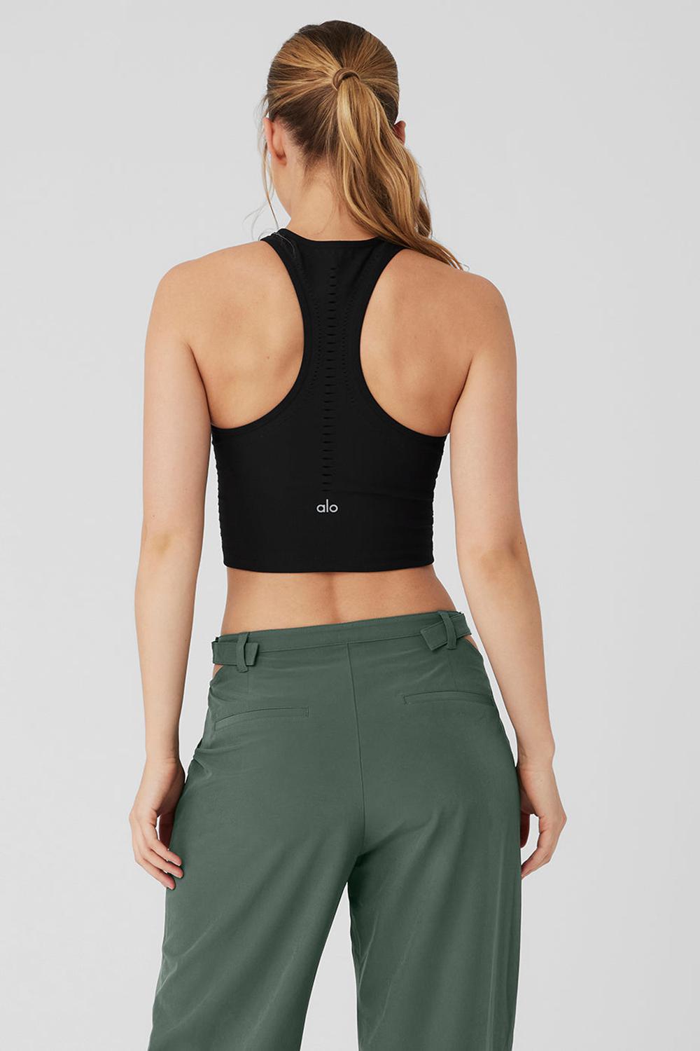 Alo Yoga Seamless Open Air Racerback Naisten Juoksupaidat Mustat | Suomi  7631-LQWNS