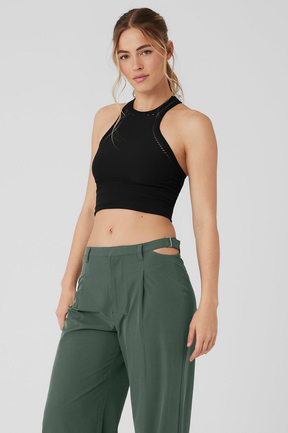 Alo Yoga Seamless Open Air Racerback Naisten Juoksupaidat Mustat | Suomi  7631-LQWNS