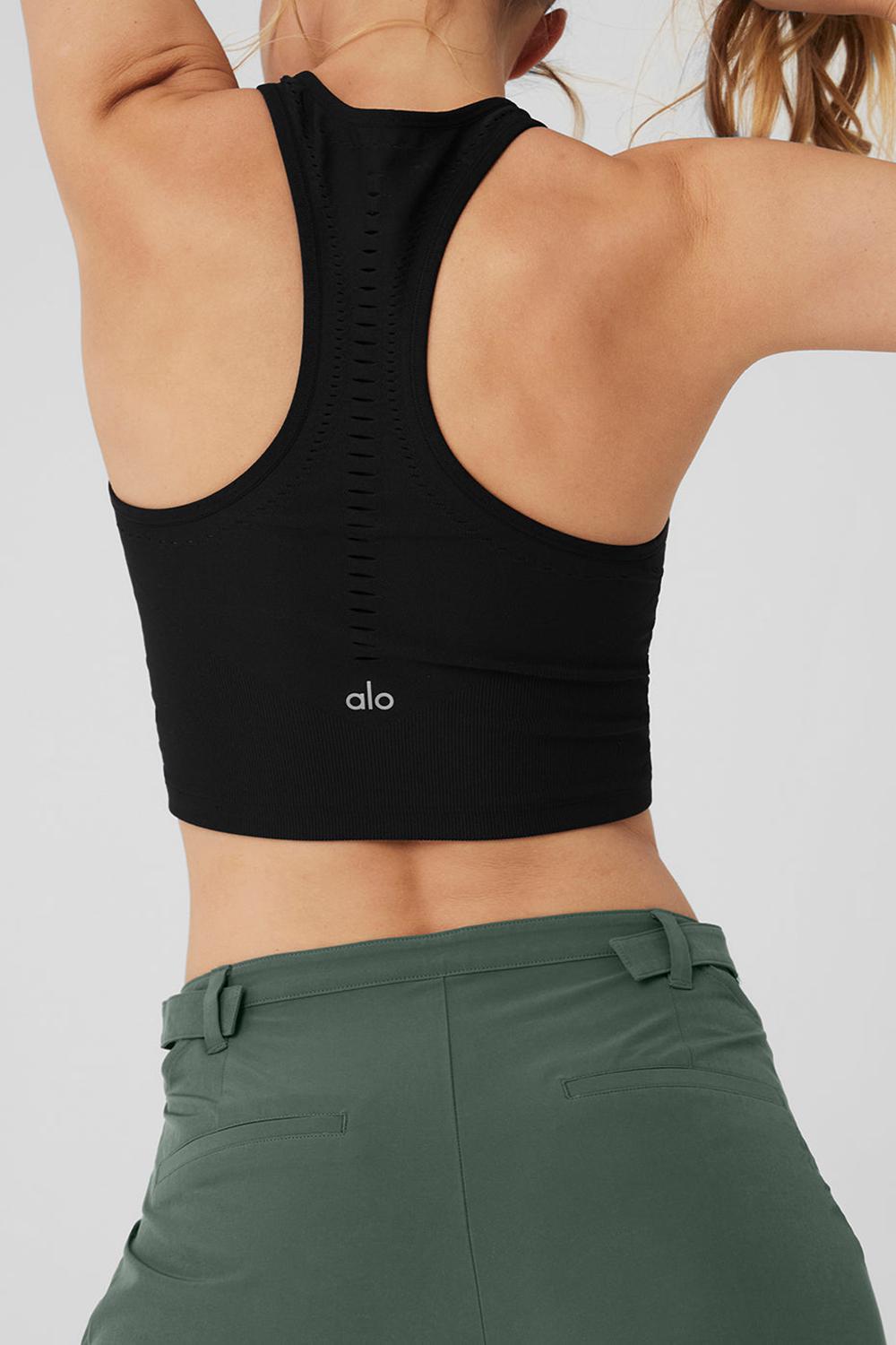 Alo Yoga Seamless Open Air Racerback Naisten Juoksupaidat Mustat | Suomi  7631-LQWNS