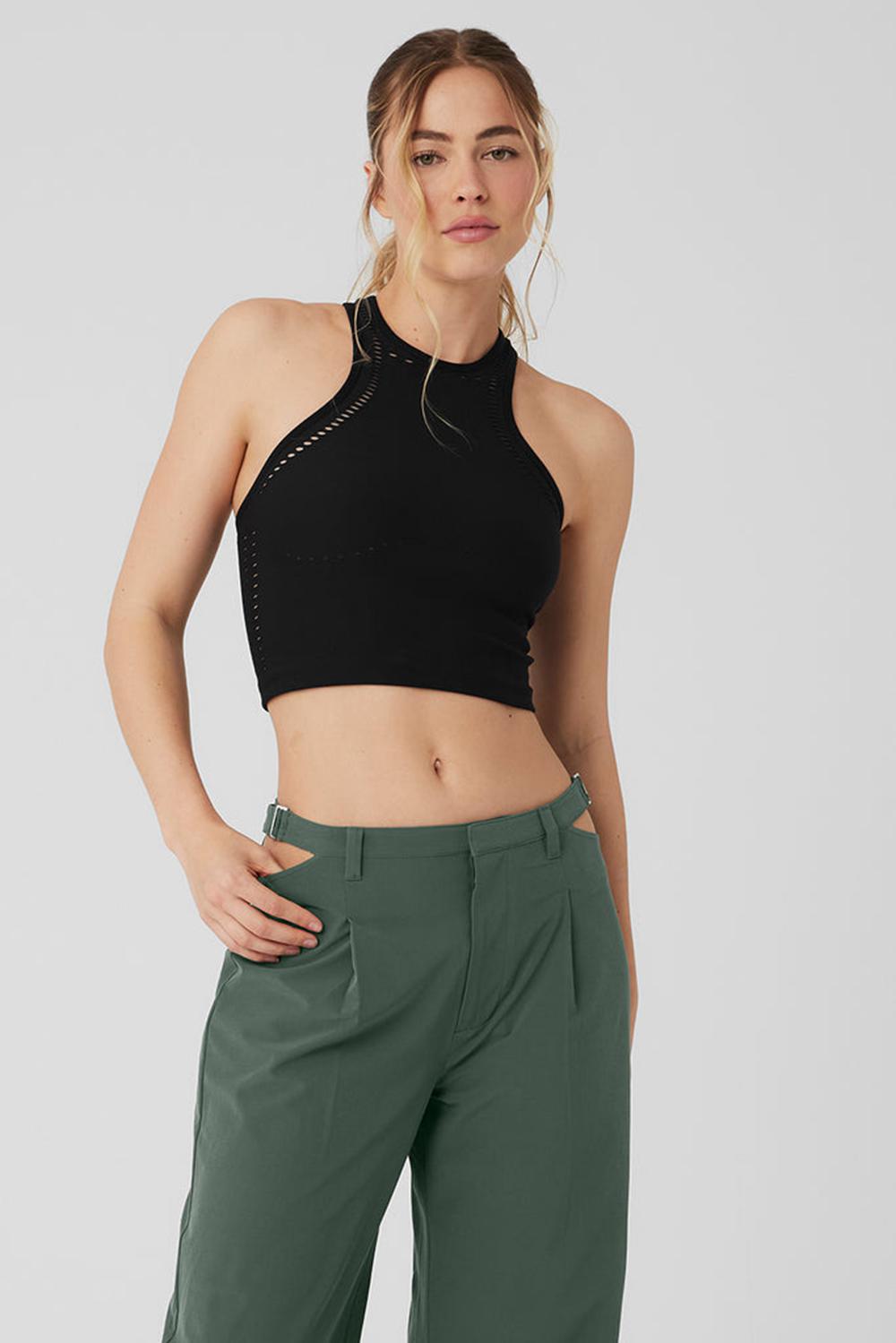 Alo Yoga Seamless Open Air Racerback Naisten Juoksupaidat Mustat | Suomi  7631-LQWNS