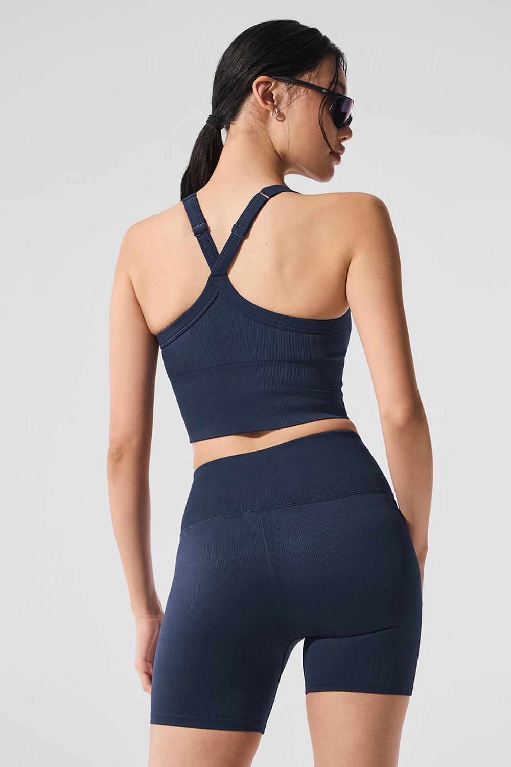 Alo Yoga Seamless Ribbed Favorite Naisten Bra Tank Laivastonsininen | Suomi  5806-NBVQH