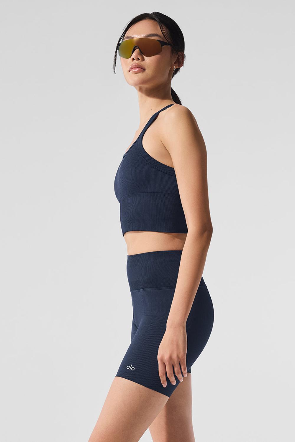 Alo Yoga Seamless Ribbed Favorite Naisten Bra Tank Laivastonsininen | Suomi  5806-NBVQH