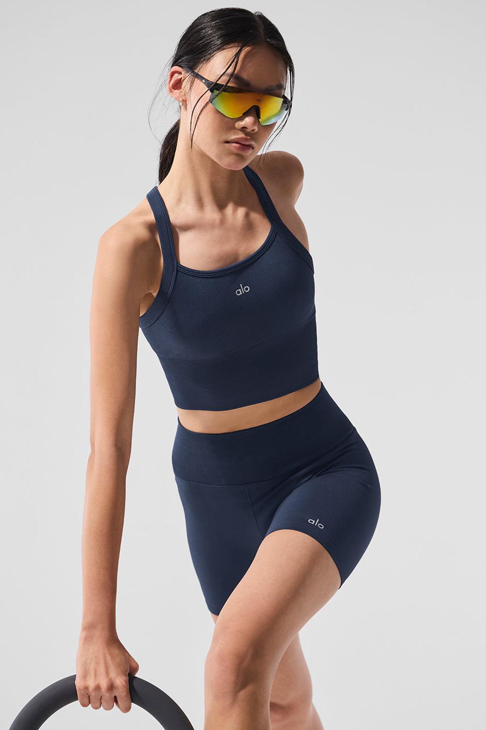 Alo Yoga Seamless Ribbed Favorite Naisten Bra Tank Laivastonsininen | Suomi  5806-NBVQH