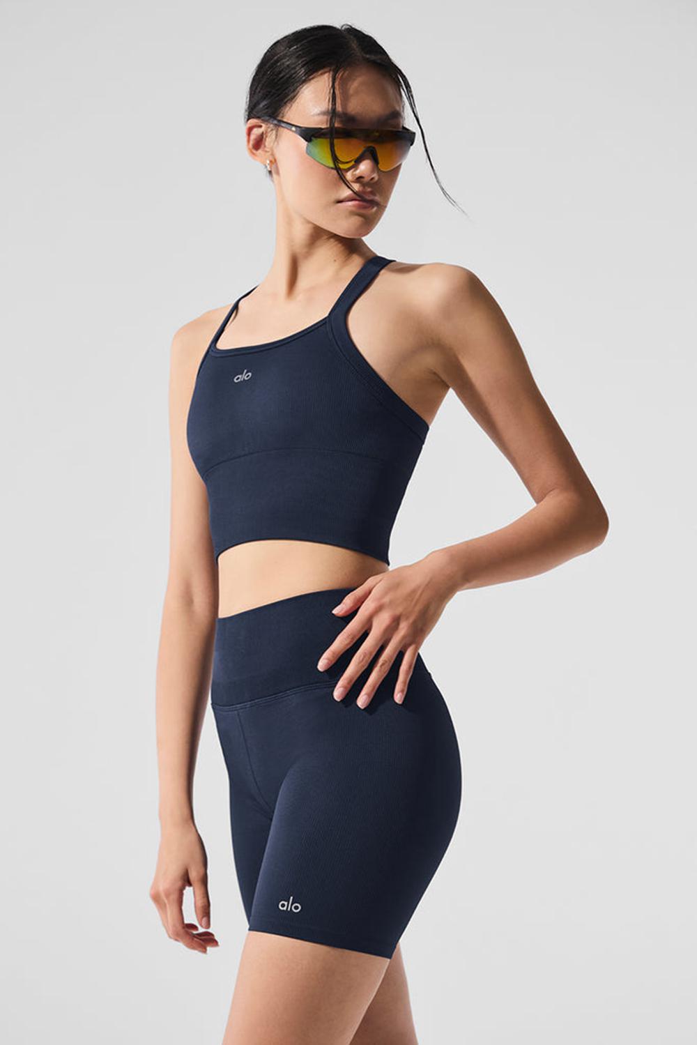 Alo Yoga Seamless Ribbed Favorite Naisten Bra Tank Laivastonsininen | Suomi  5806-NBVQH