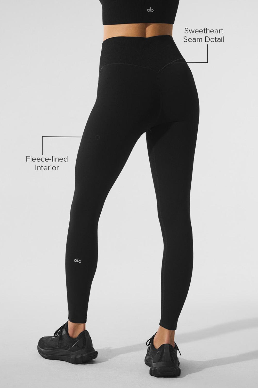Alo Yoga Seamless Winter Warm Plush High-Waist 7/8 Naisten Leggings Mustat | Suomi  0183-SHJNX