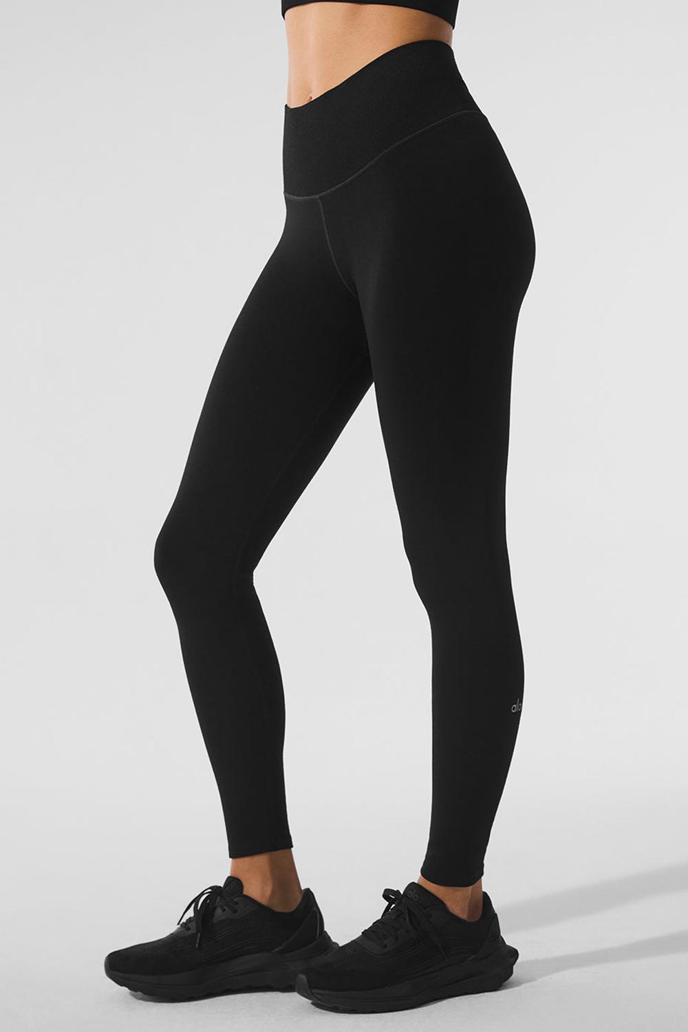 Alo Yoga Seamless Winter Warm Plush High-Waist 7/8 Naisten Leggings Mustat | Suomi  0183-SHJNX
