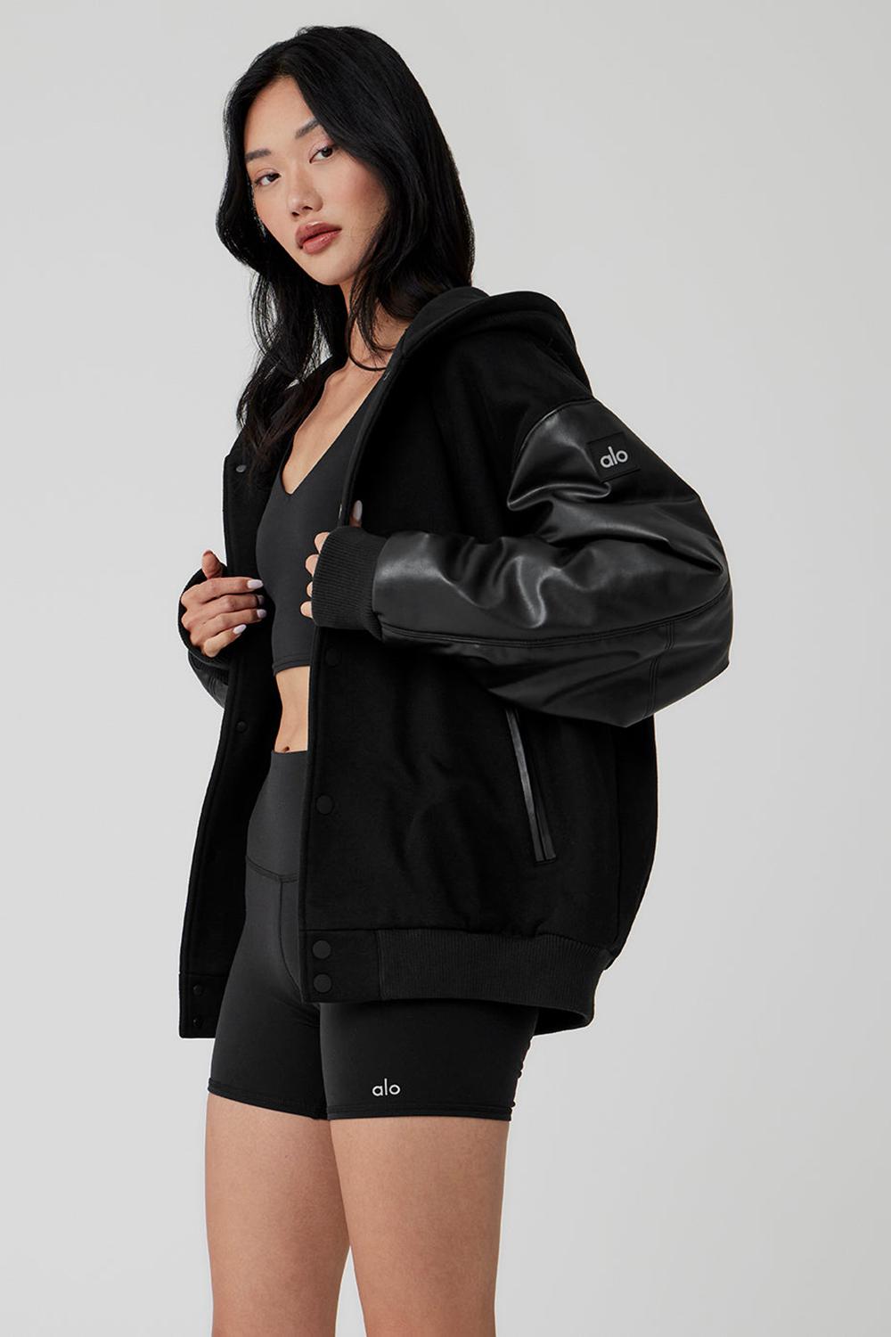 Alo Yoga Select Hooded Bomber Naisten Takit Mustat | Suomi  5246-ISXYL