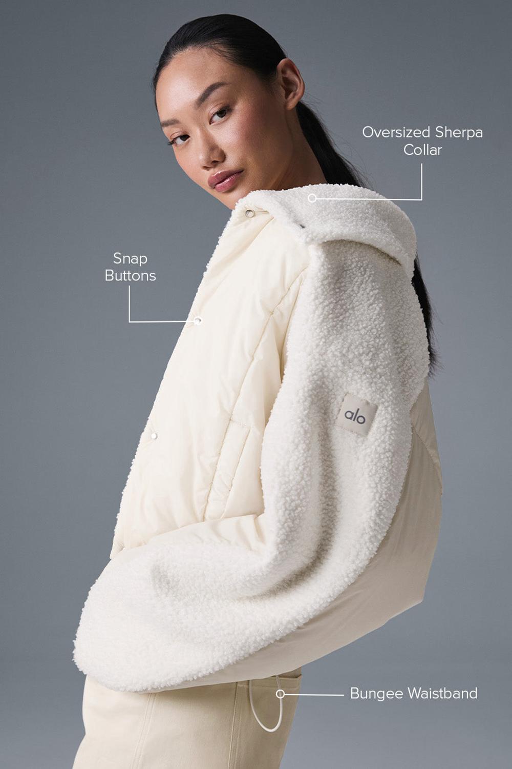 Alo Yoga Sherpa Cozy Escape Naisten Puffer Takki Ivory / Ivory | Suomi  8352-NWJOX