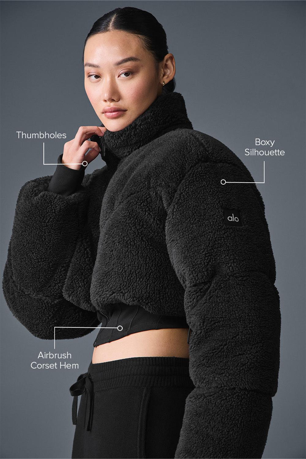 Alo Yoga Sherpa Main Act Corset Naisten Puffer Takki Mustat | Suomi  9187-TCYAQ