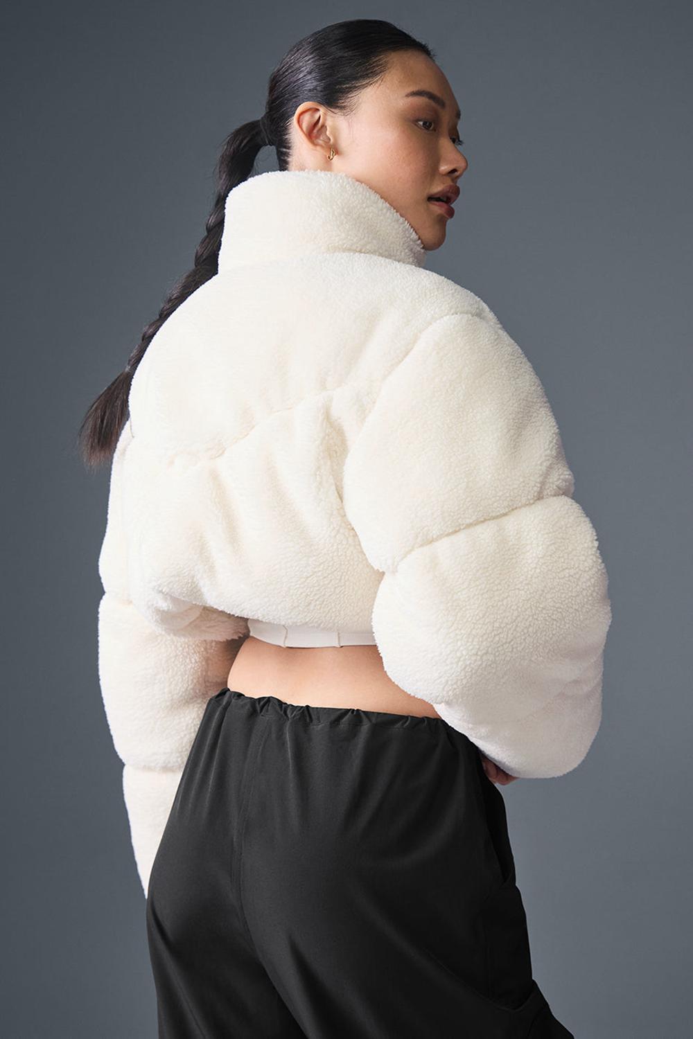 Alo Yoga Sherpa Main Act Corset Naisten Puffer Takki Ivory | Suomi  3281-LABGM