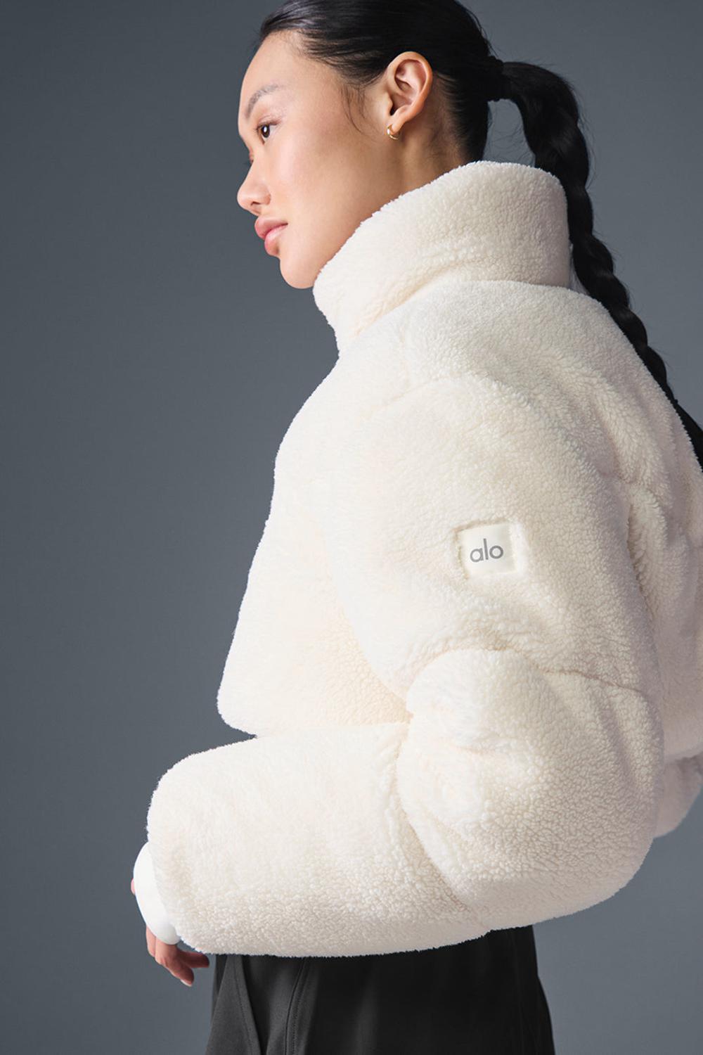 Alo Yoga Sherpa Main Act Corset Naisten Puffer Takki Ivory | Suomi  3281-LABGM