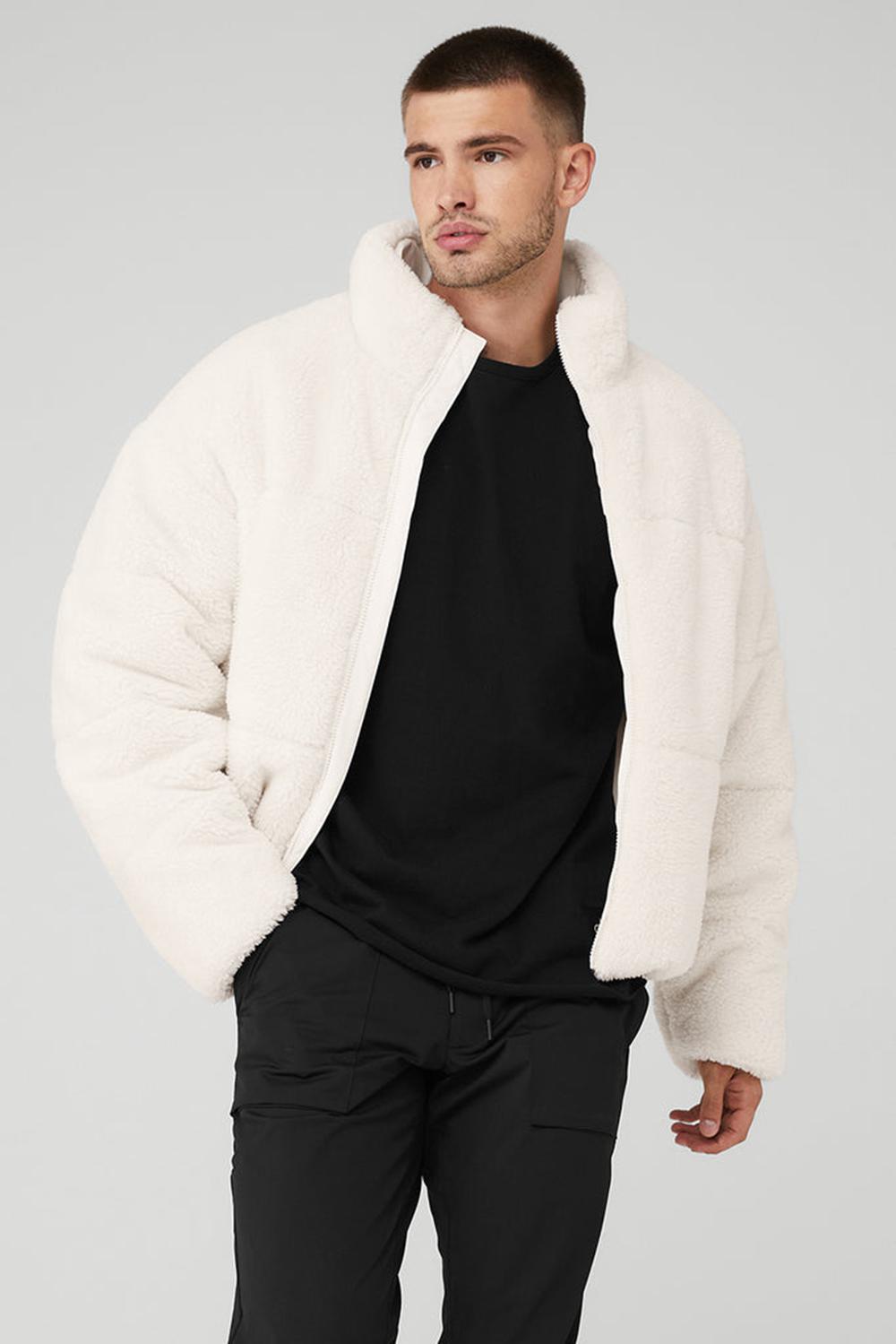 Alo Yoga Sherpa Stage Miesten Puffer Takki Ivory | Suomi  9324-RMADY