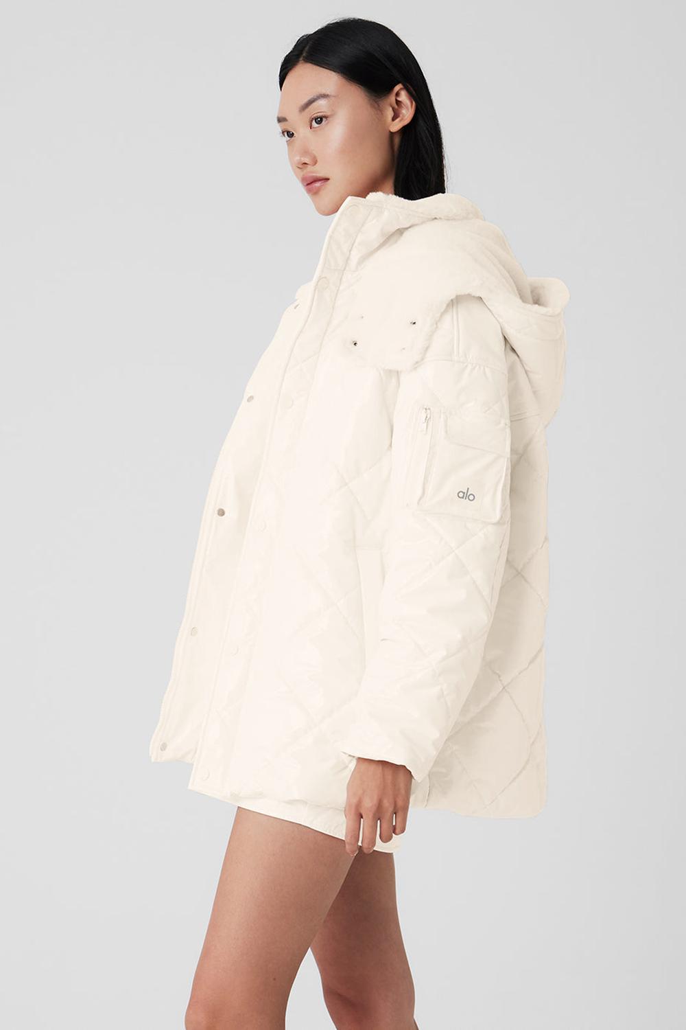 Alo Yoga Snomoto Naisten Puffer Takki Ivory | Suomi  0983-TJBAY