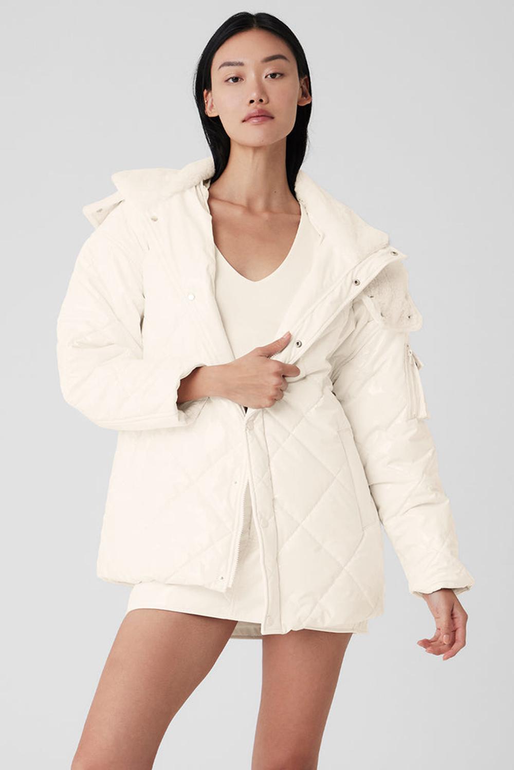 Alo Yoga Snomoto Naisten Puffer Takki Ivory | Suomi  0983-TJBAY