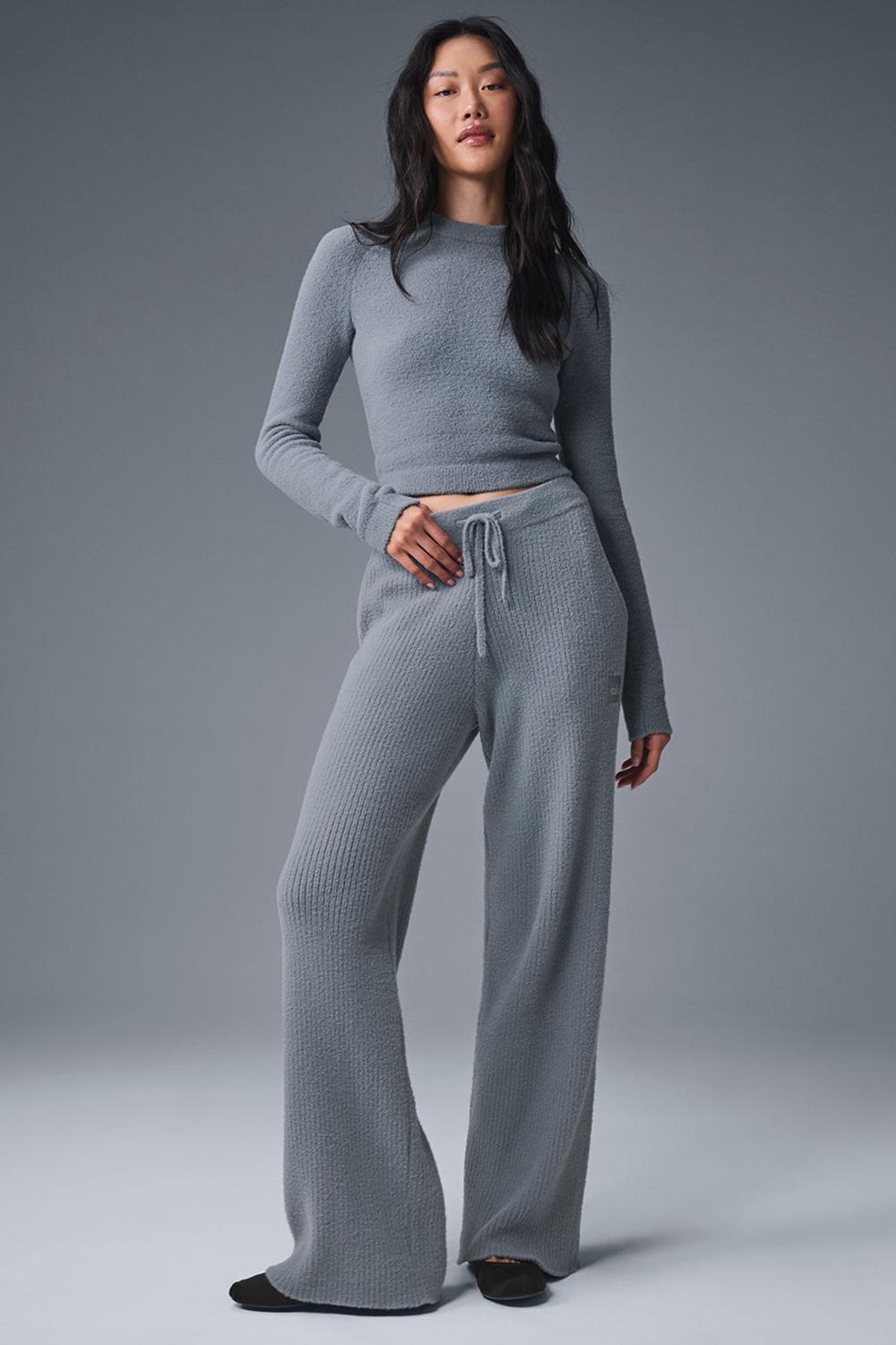 Alo Yoga Snuggle Up High-Waist Wide Leg Naisten Housut Harmaat | Suomi  1795-NBTWO