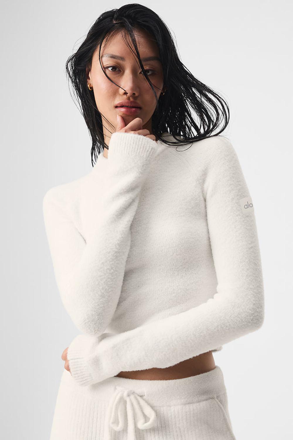 Alo Yoga Snuggle Up Naisten Pitkähihainen Ivory | Suomi  3715-SYHEX