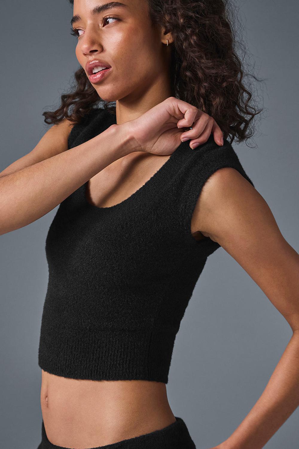 Alo Yoga Snuggle Up Naisten Short Sleeve Mustat | Suomi  0176-OHJLV
