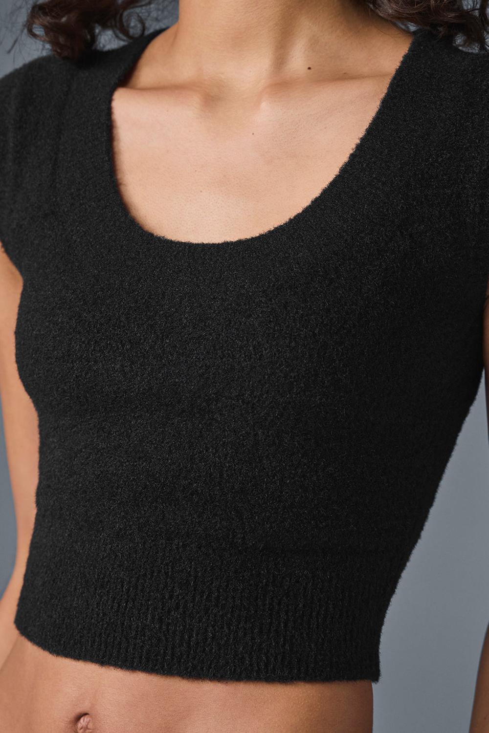 Alo Yoga Snuggle Up Naisten Short Sleeve Mustat | Suomi  0176-OHJLV