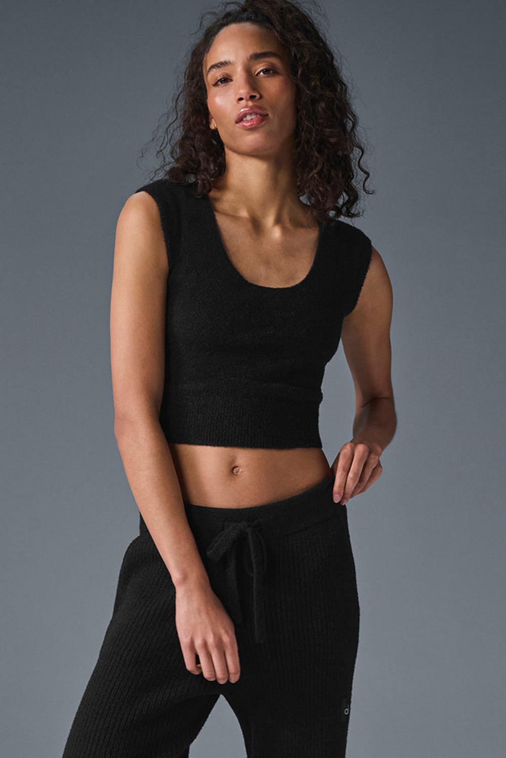 Alo Yoga Snuggle Up Naisten Short Sleeve Mustat | Suomi  0176-OHJLV